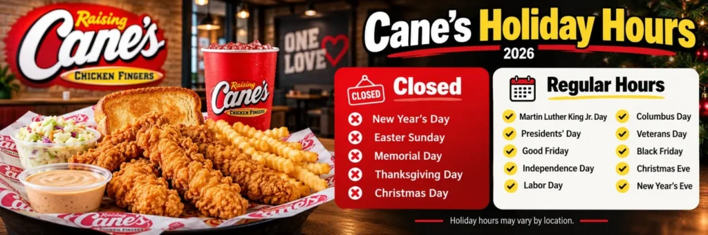 Cane’s Holiday Hours