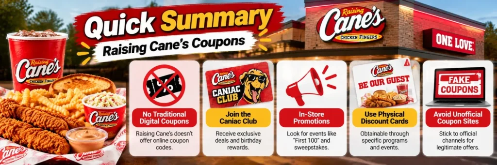 Raising Cane’s Coupon Guide Infographic